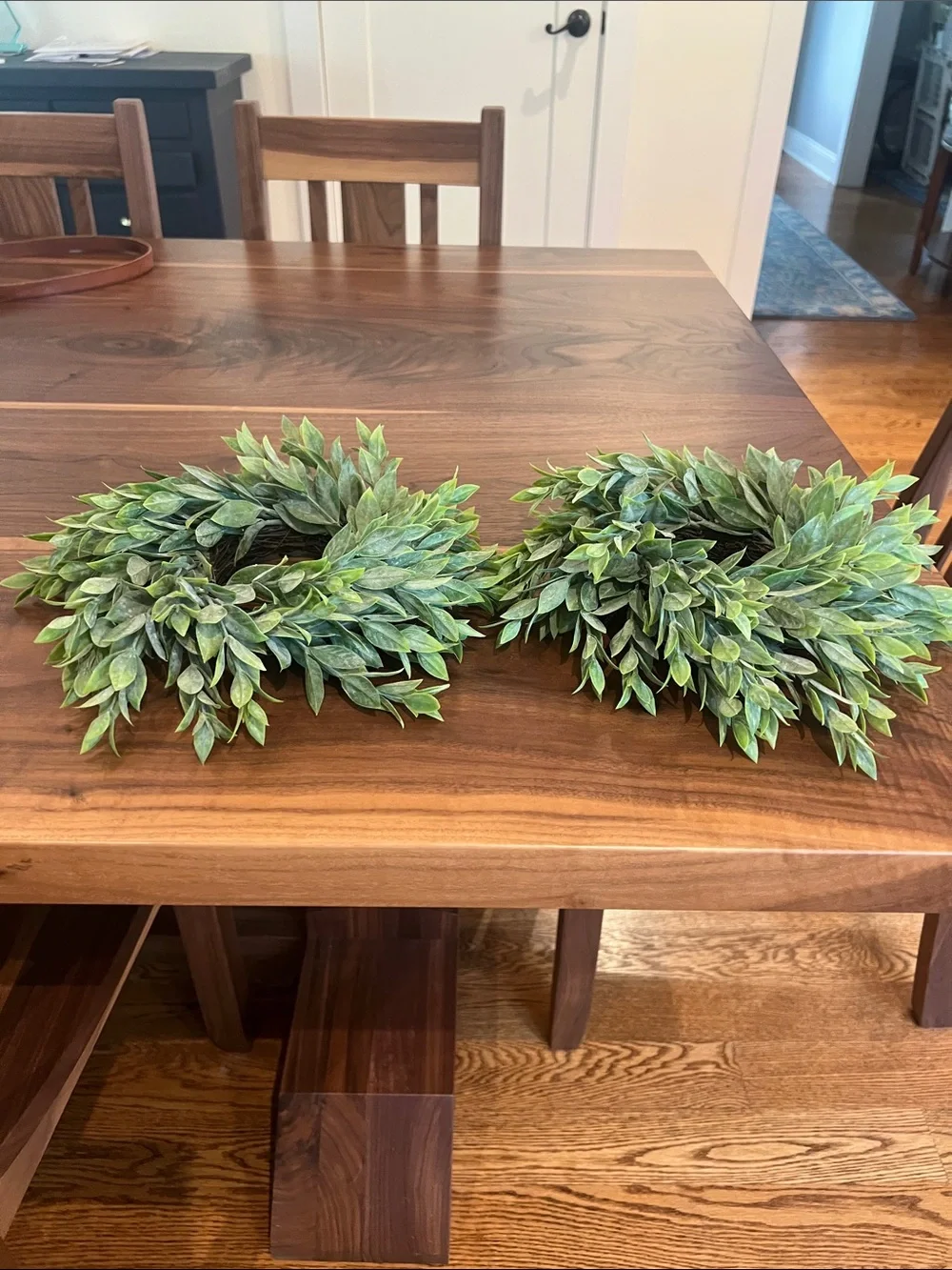 Home Accents Green Faux Leaf Candle Rings - Set of 2